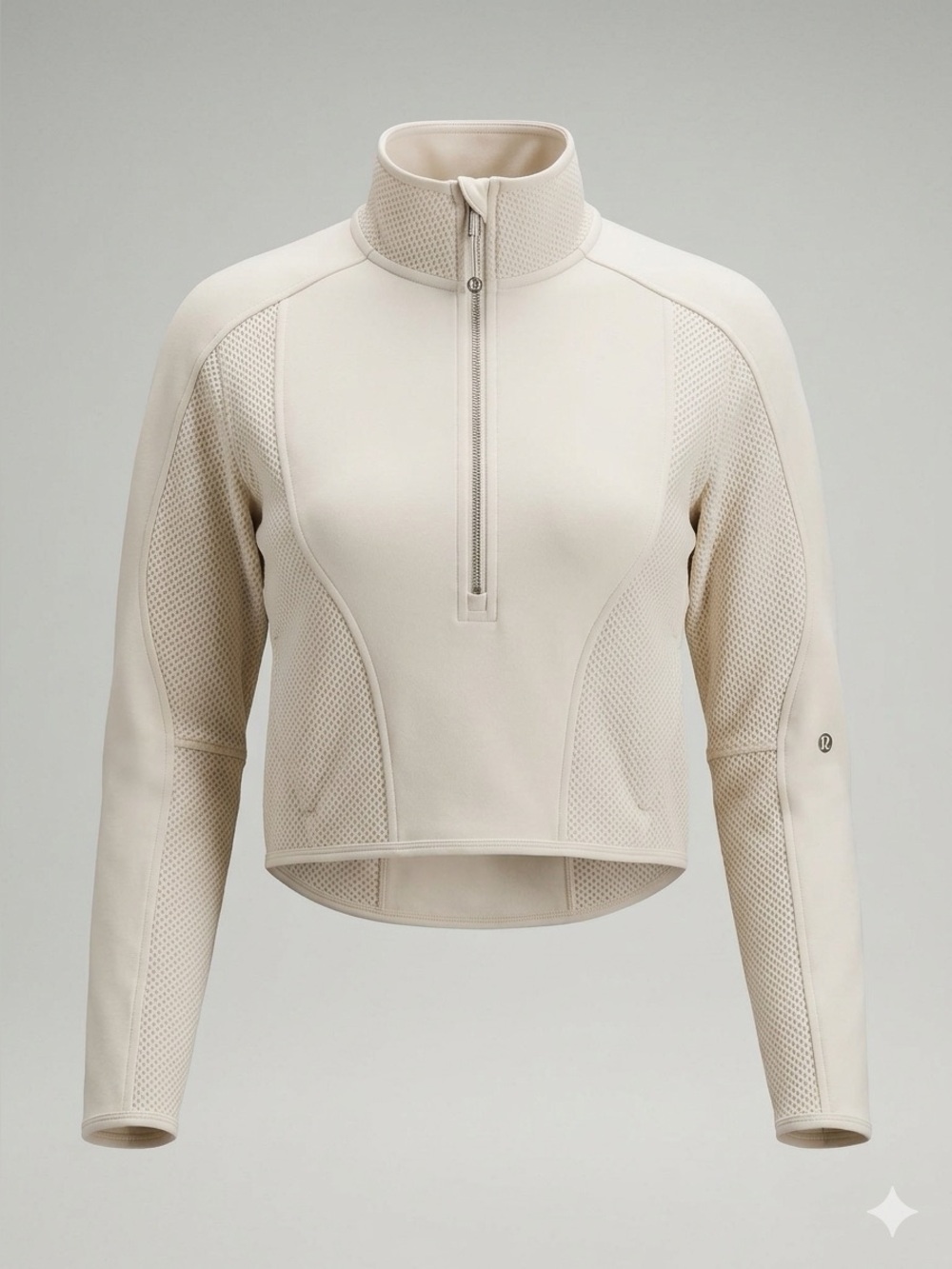 Lululemon Half-Zip Cropped Mixed Fabric Bone Color Pullover Jacket Size S